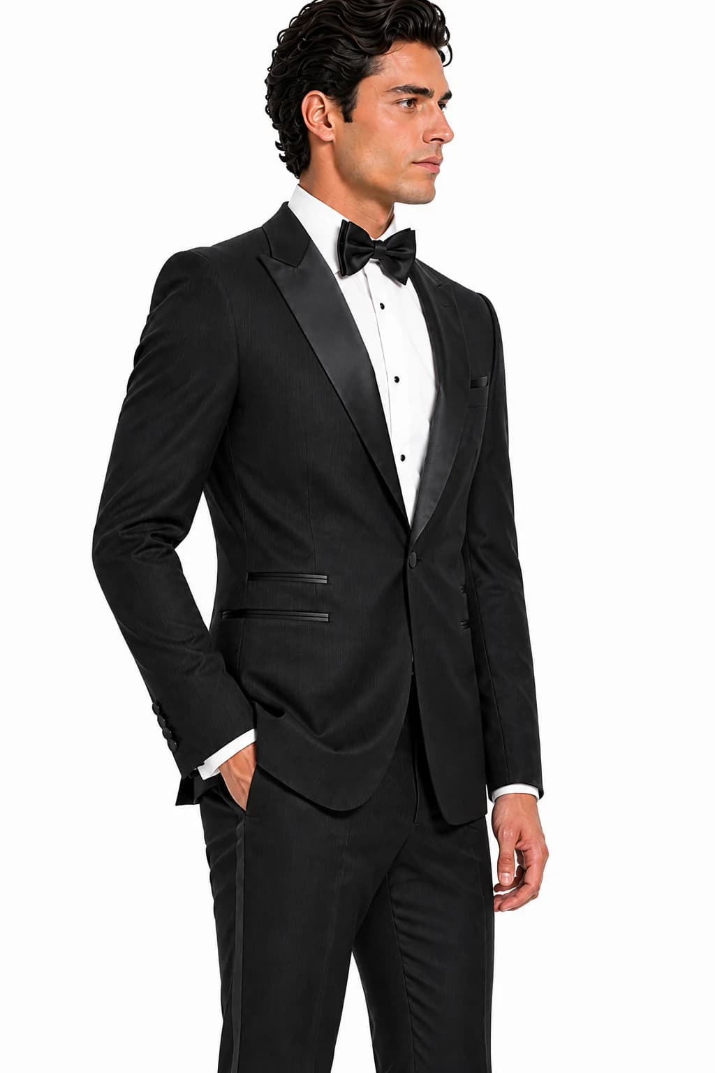 Satin Detail Tuxedo Suit