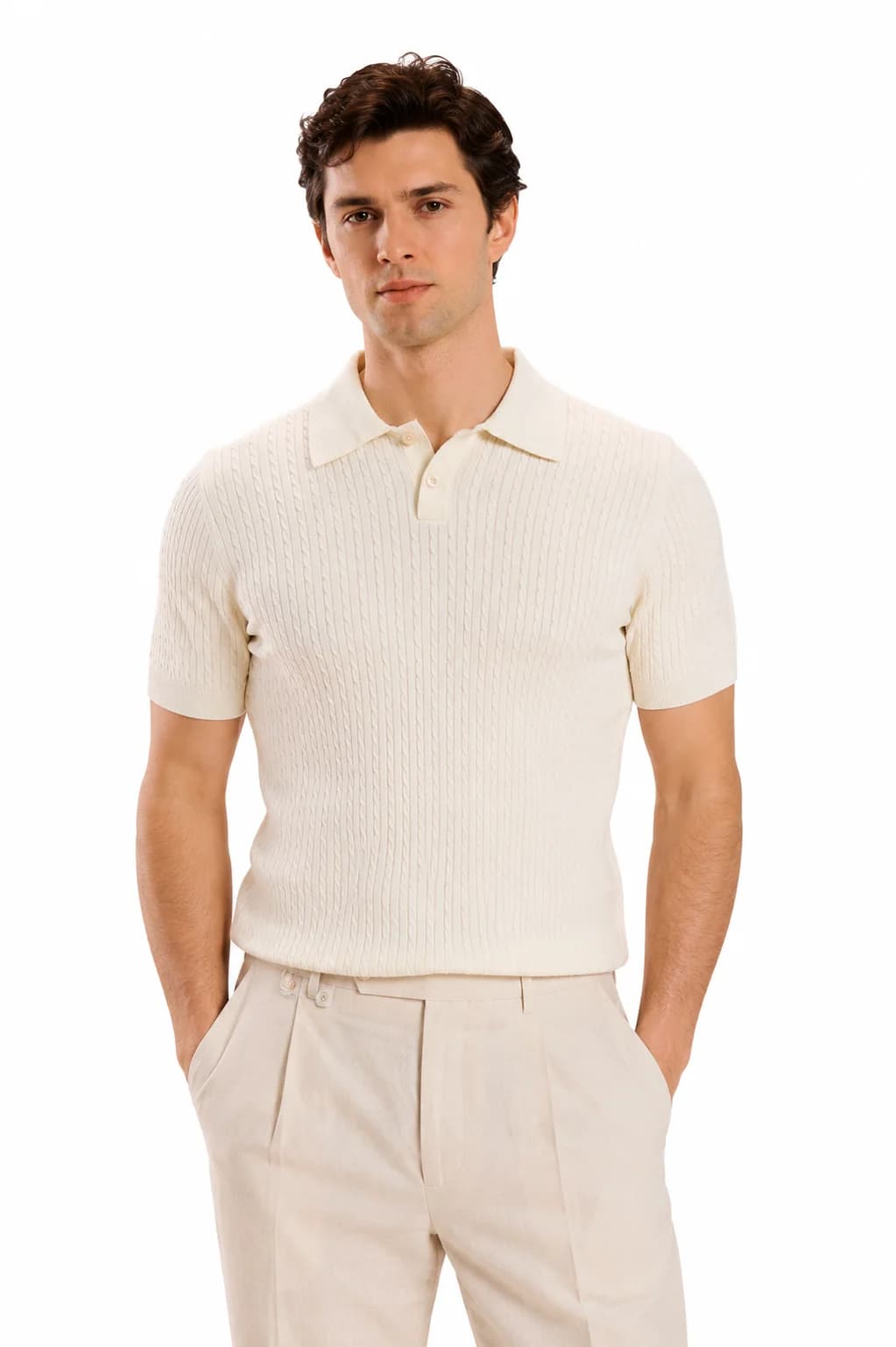 Textured Knit Polo Shirt