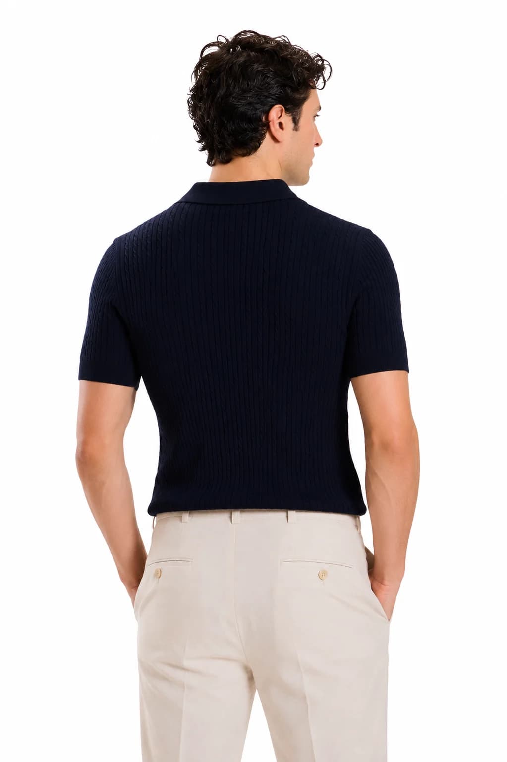 Textured Knit Polo Shirt