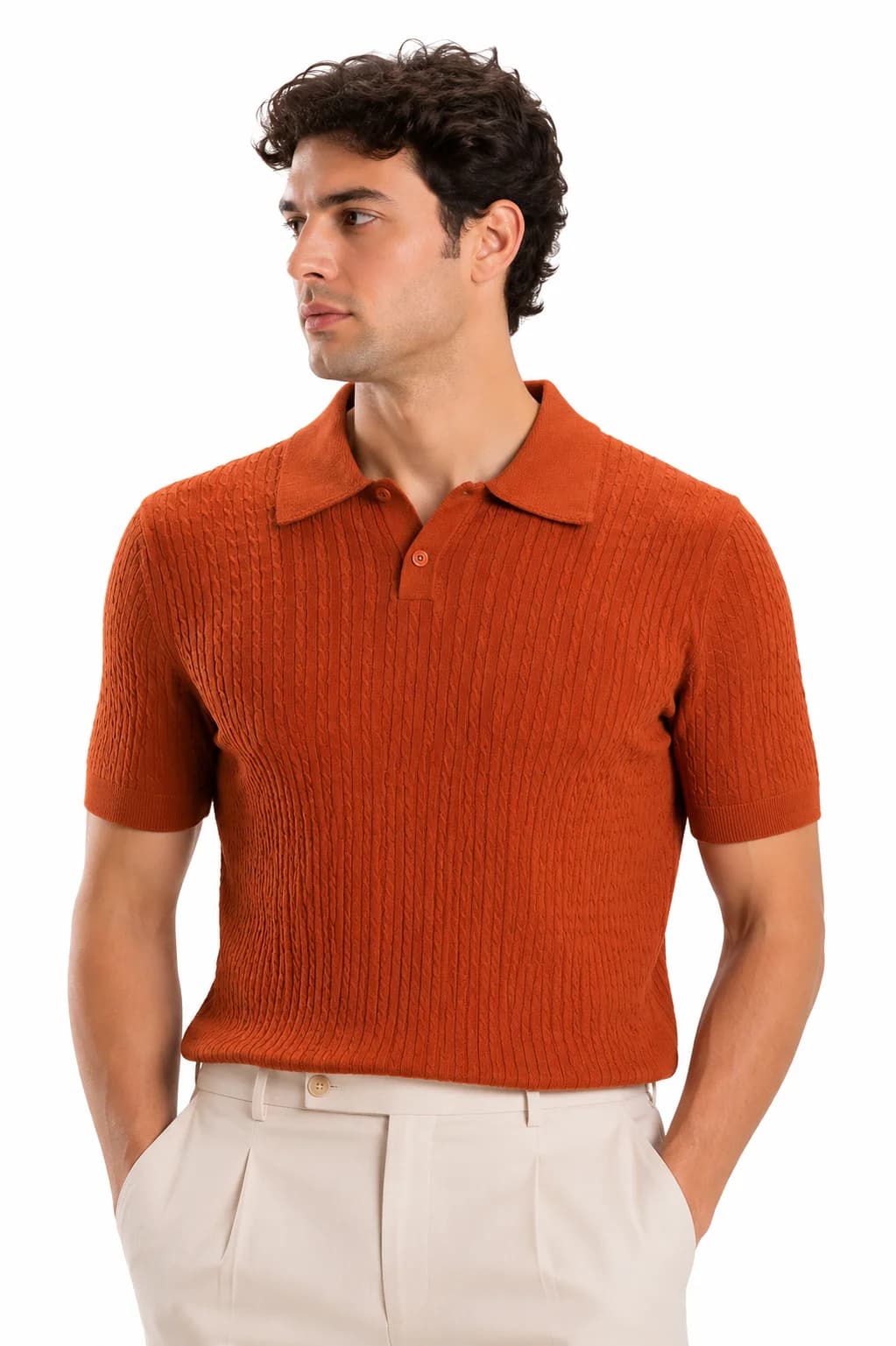 Textured Knit Polo Shirt