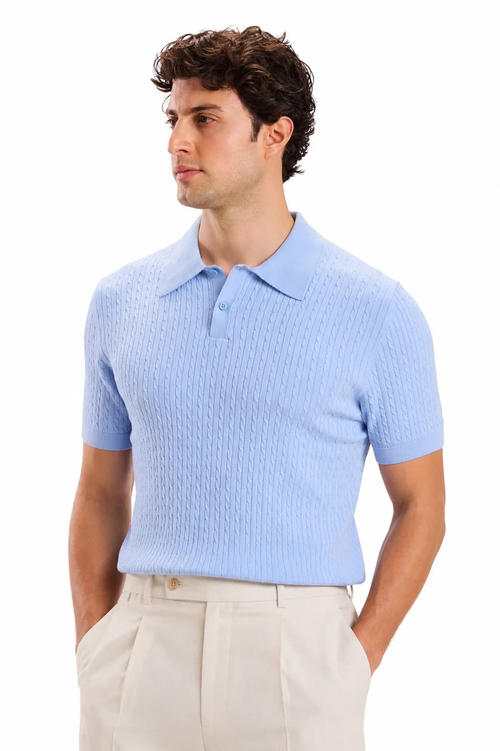 Textured Knit Polo Shirt
