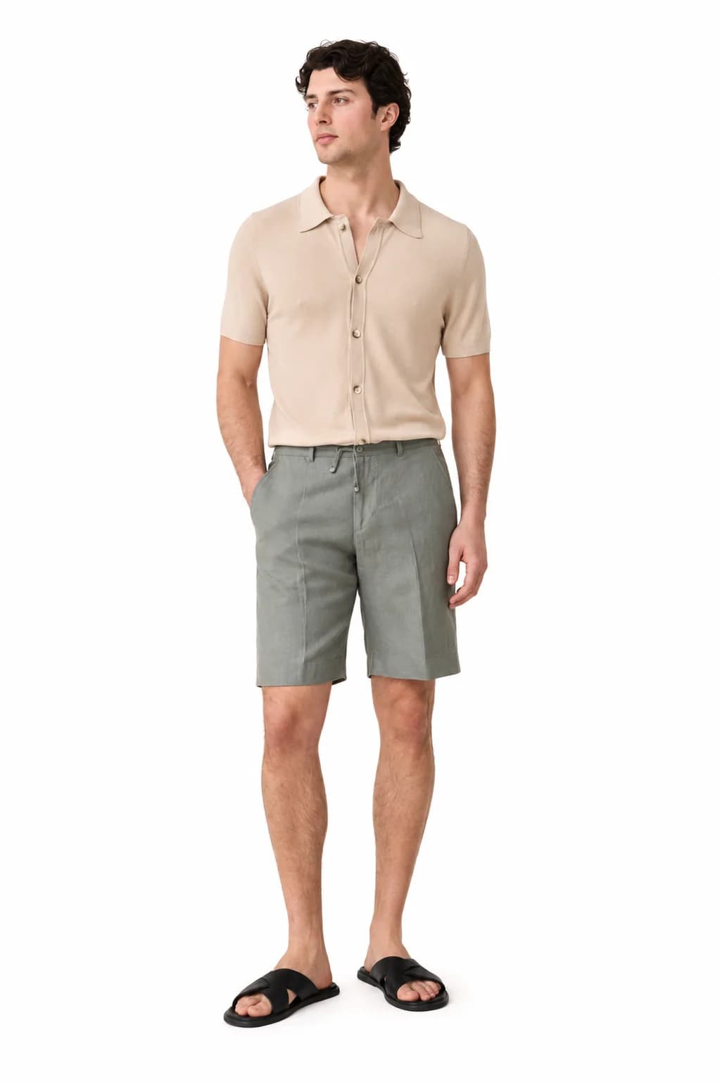 Knitted Button-Up Polo Shirt