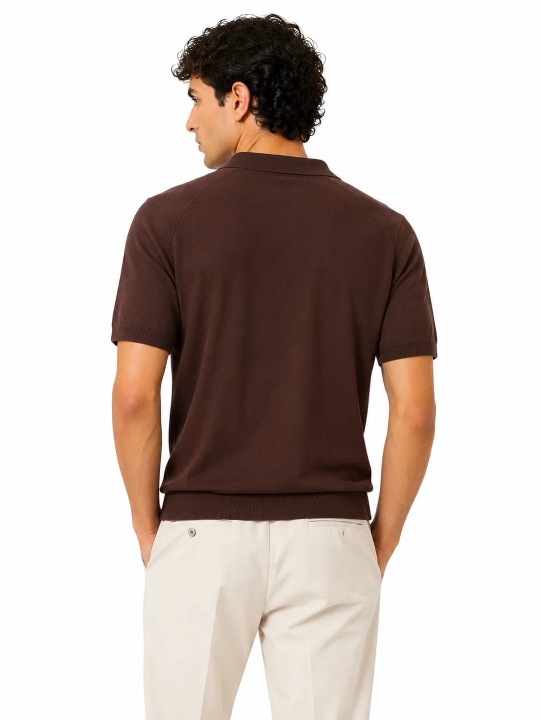 Knitted Button-Up Polo Shirt