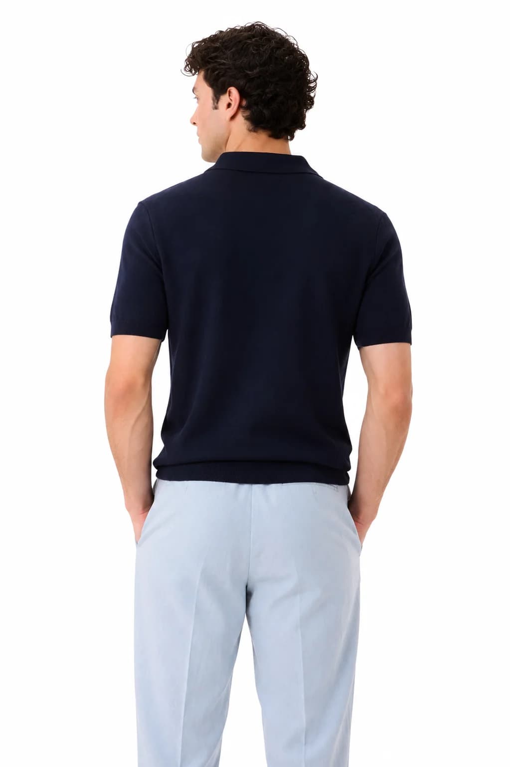 Knitted Button-Up Polo Shirt