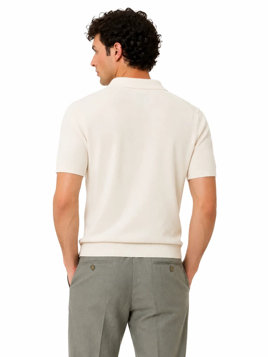 Knitted Button-Up Polo Shirt