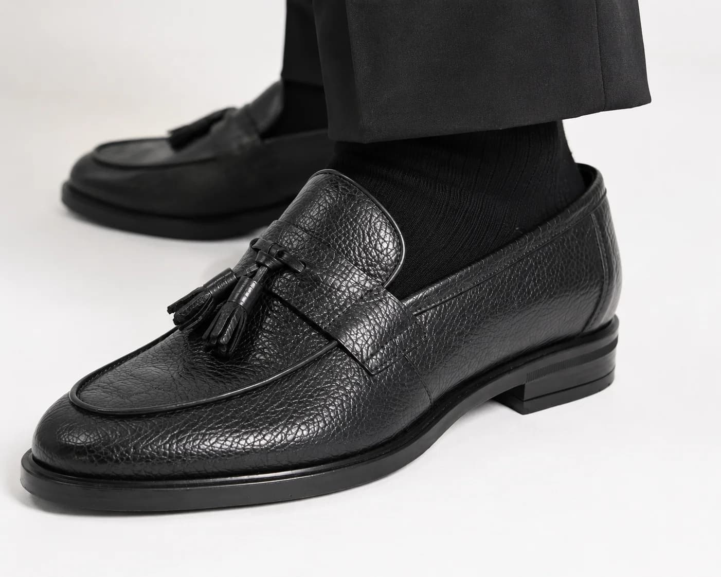 Textured Tassel Loafers