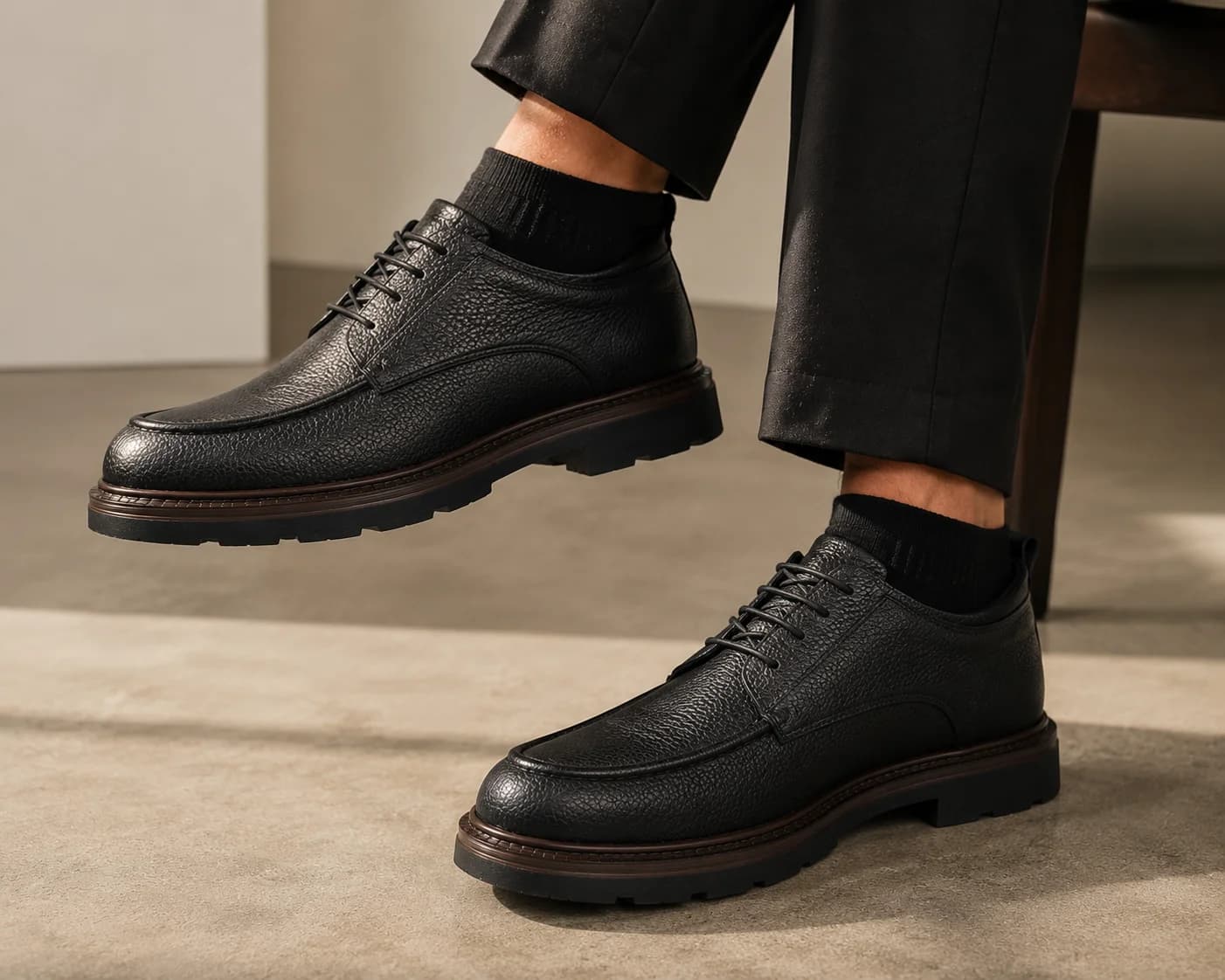 Chunky Moc-Toe Lace-Up Shoes