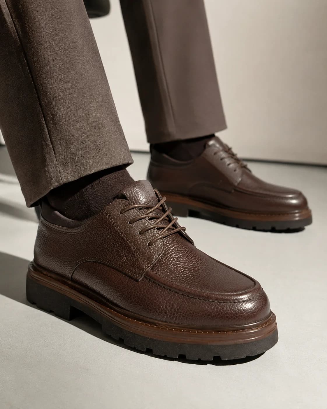 Textured Derby Lug Sole Shoes