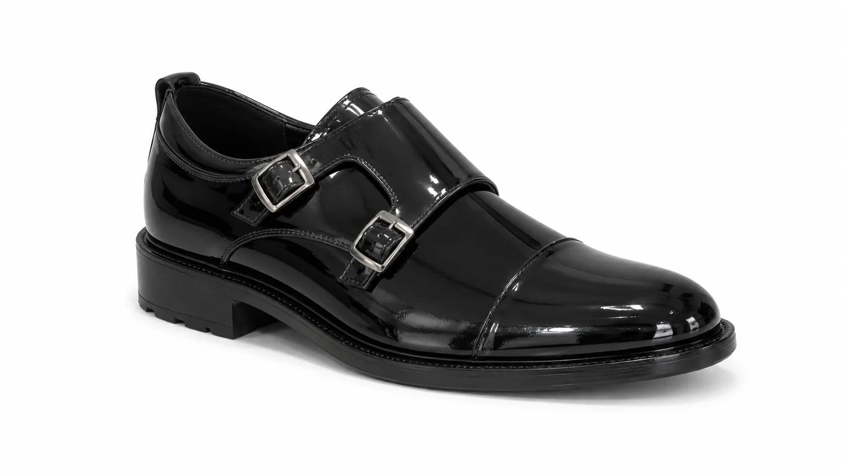 Patent Double Monk Strap Shoes