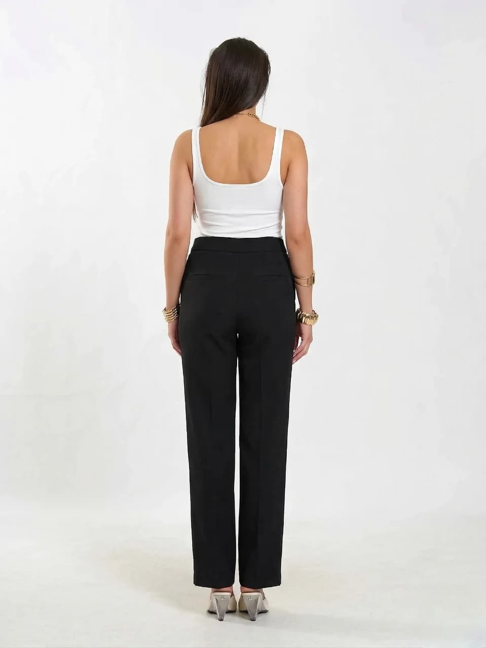 Straight Cut Pants with Belt Detail