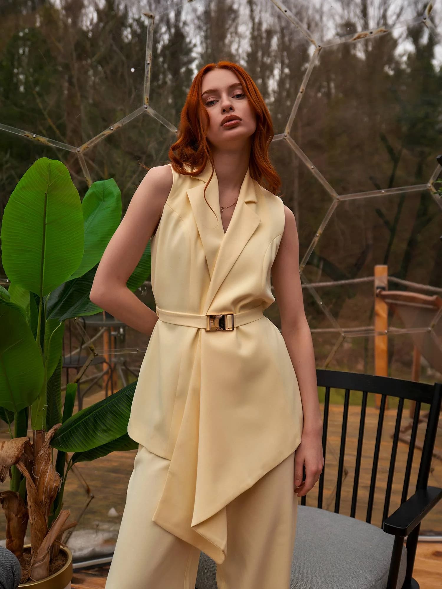 Front Belted Vest Set - Asymmetric