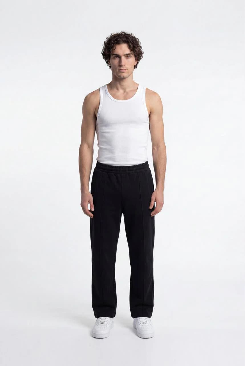 Elastic Waist Straight Pants
