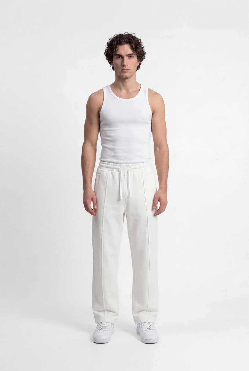 Elastic Waist Straight Pants