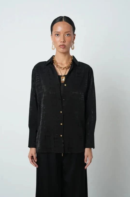 Patterned Black Shirt