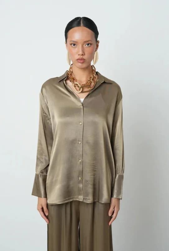 Khaki Satin Women's Shirt