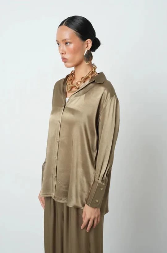 Khaki Satin Women's Shirt