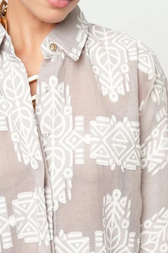 Oversize Shirt with Sleeve Tie Detail
