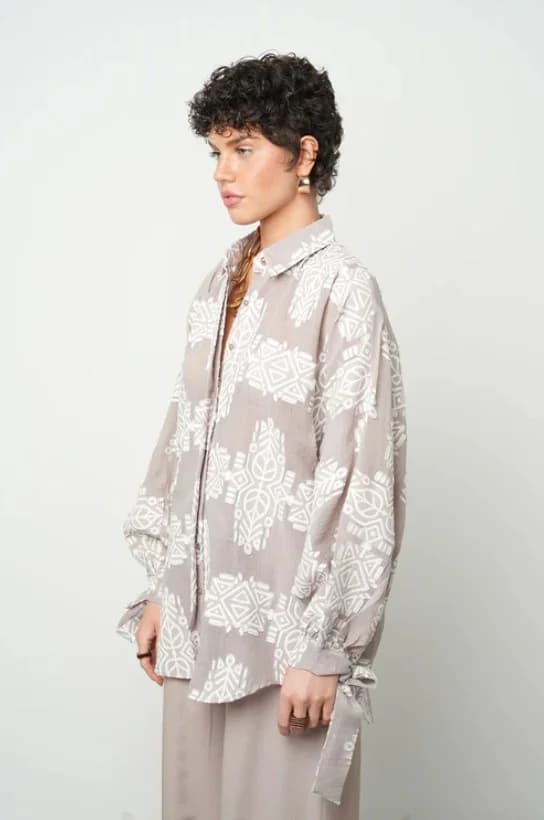 Oversize Shirt with Sleeve Tie Detail