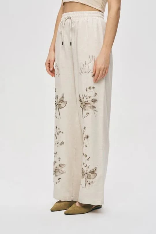 Butterfly Embroidered Relaxed Fit Trousers
