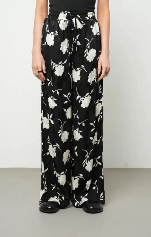Floral Pattern Wide Leg Trousers