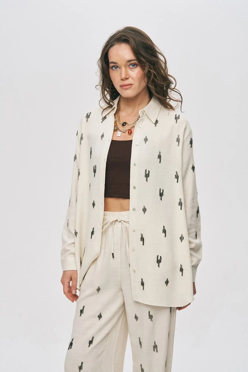 Embroidered Oversized Shirt