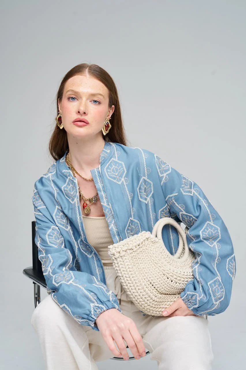 Embroidered Zip-Up Jacket