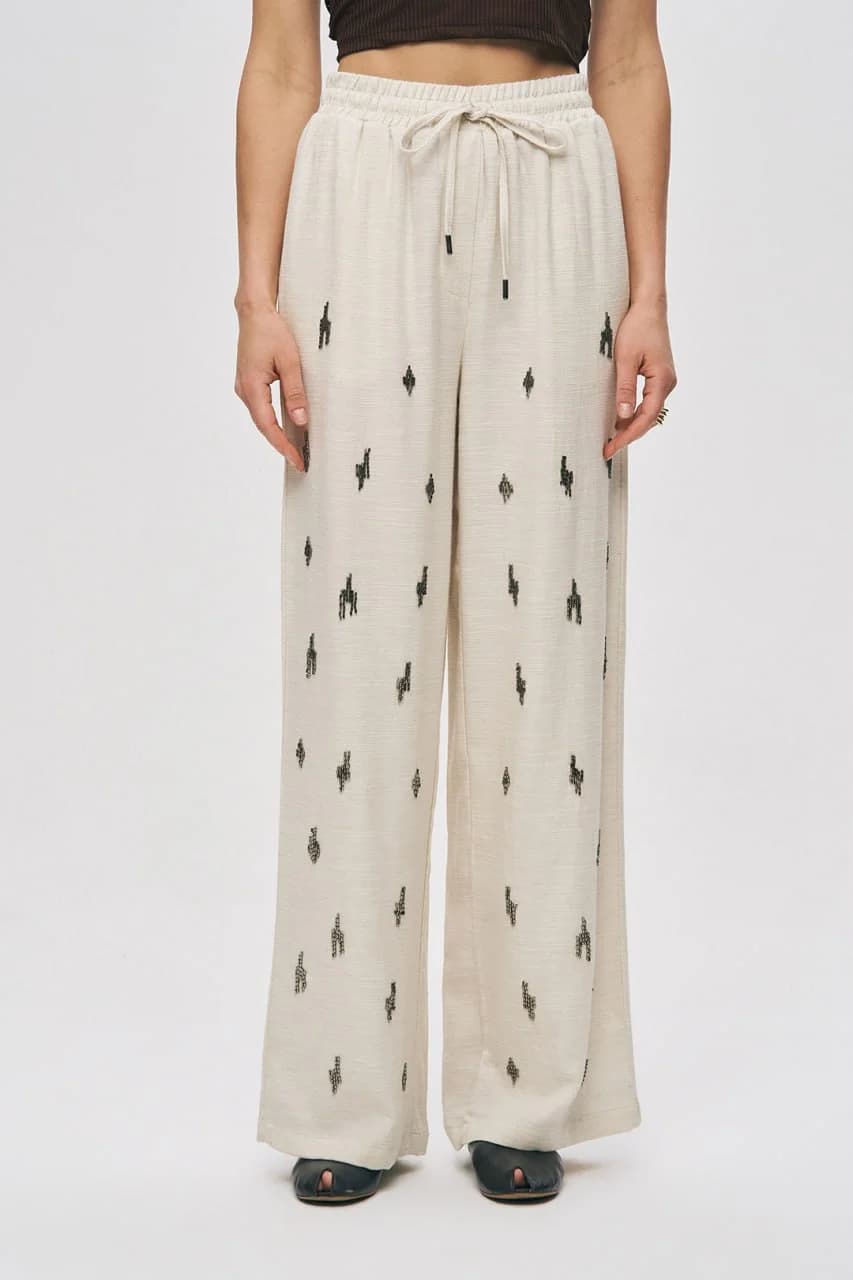 Embellished Wide-Leg Trousers