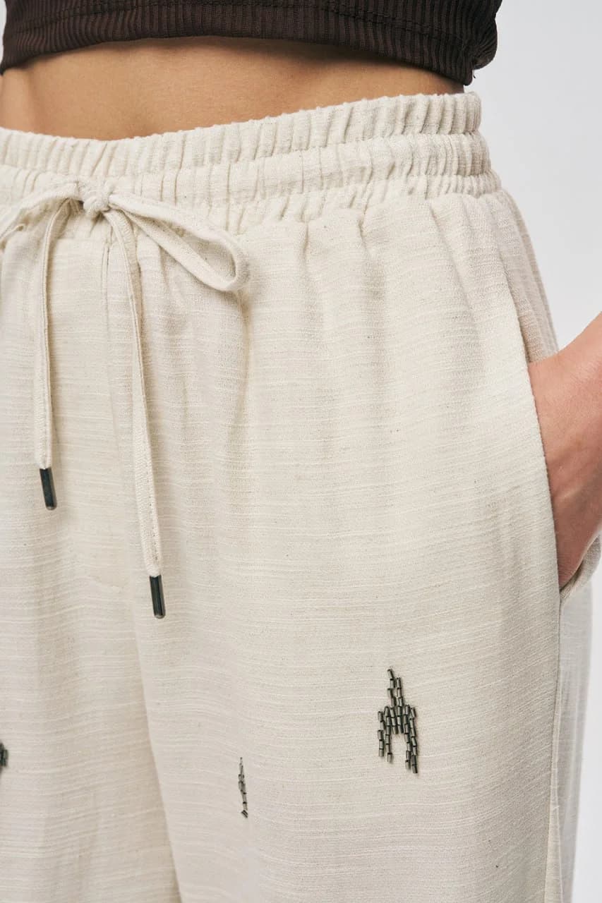 Embellished Wide-Leg Trousers