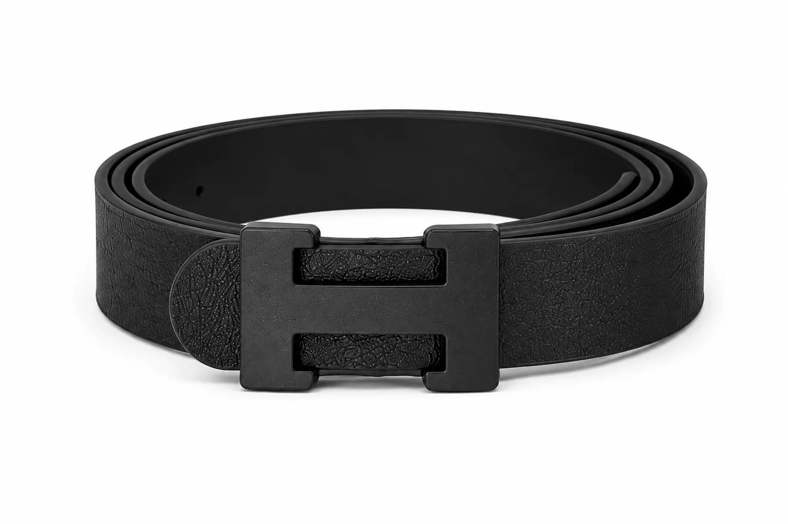 Textured Leather H-Buckle Casual Belt
