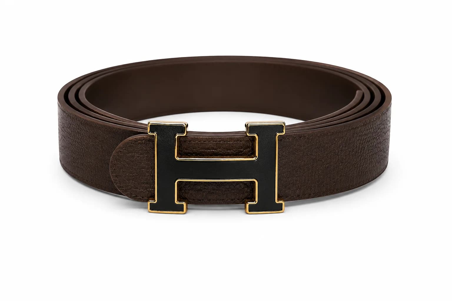 Textured Leather H-Buckle Casual Belt