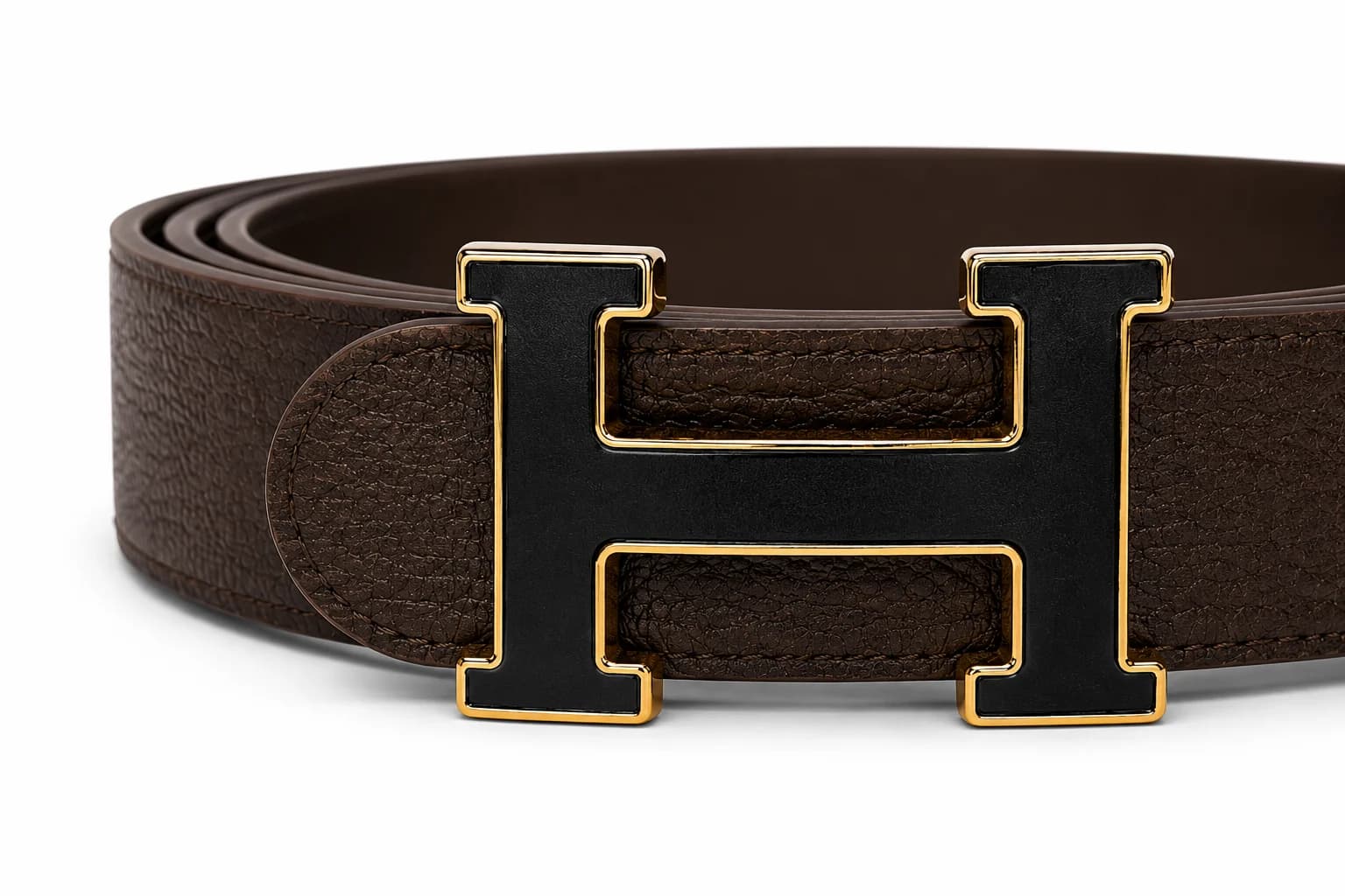 Textured Leather H-Buckle Casual Belt
