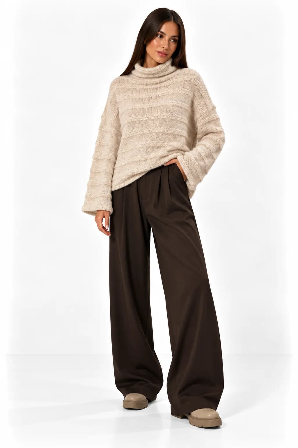 Textured Turtleneck Sweater