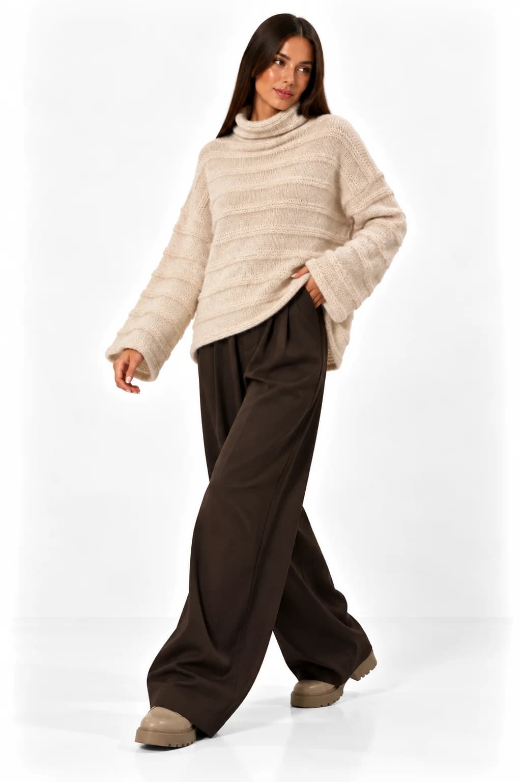 Textured Turtleneck Sweater