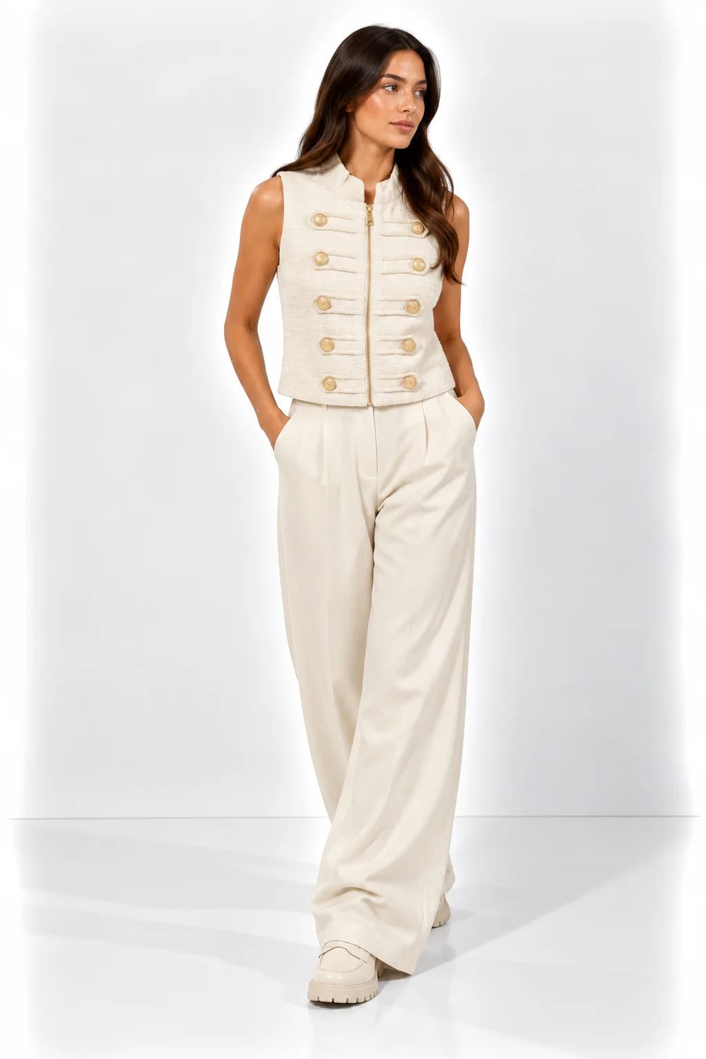 Military-Style Tweed Vest